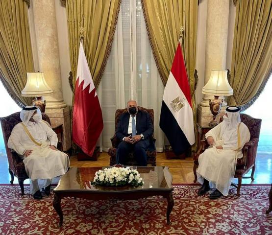 وزير الخارجية يستقبل نائب رئيس مجلس الوزراء وزير خارجية قطر بقصر التحرير