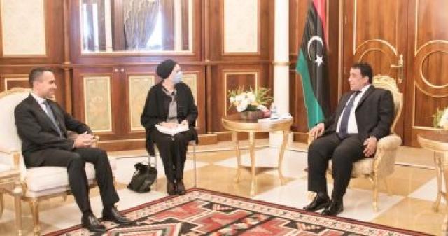 رئيس المجلس الرئاسى الليبى محمد المنفى يستقبل وزير خارجيه إيطاليا
