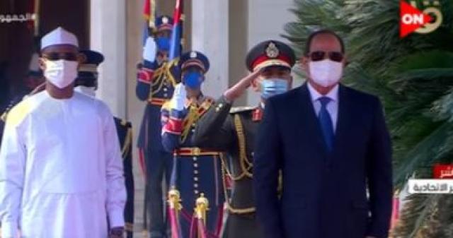 مراسم استقبال رسمية للرئيس الانتقالى فى تشاد بقصر الاتحادية