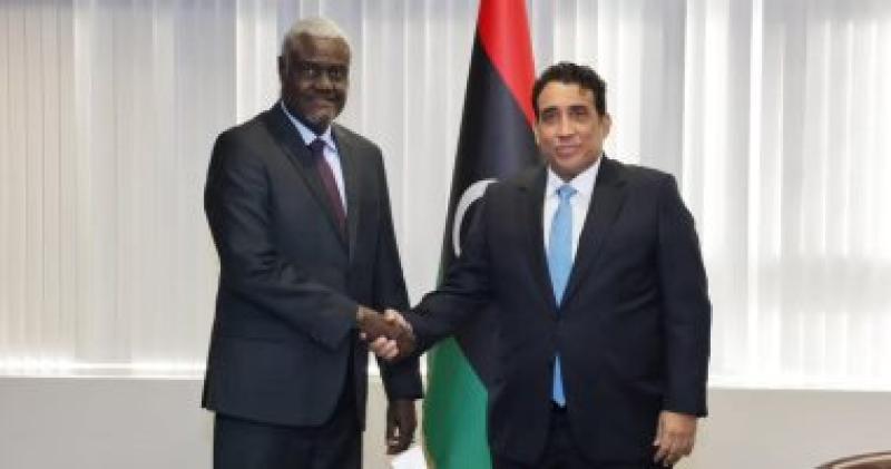 رئيس المجلس الرئاسى الليبى محمد المنفى يلتقى رئيس مفوضية الاتحاد الافريقي