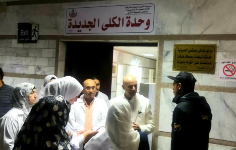 "مسعود" يتفقد التشغيل التجريبي لقسم الكلى الصناعي الجديد بمستشفى الحسينية المركزي 