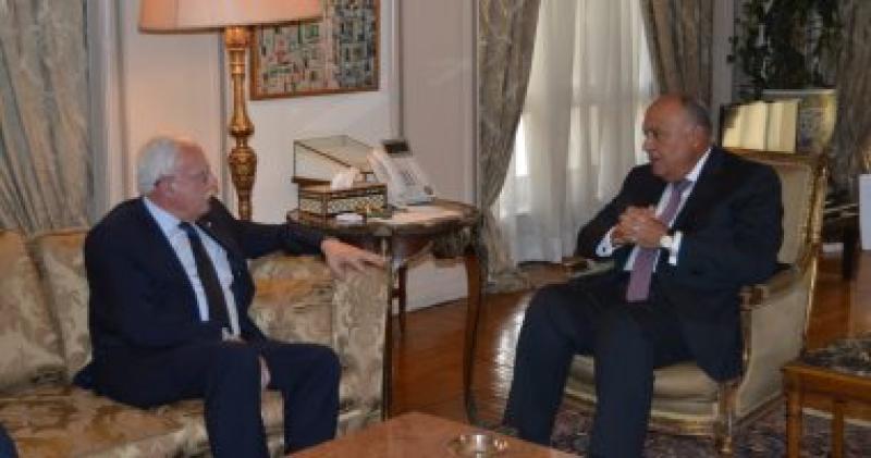 وزير الخارجية سامح شكري يستقبل وزير خارجية فلسطين