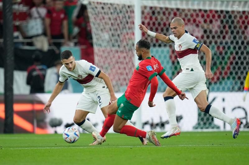 انطلاق الشوط الثاني من مباراة المغرب والبرتغال