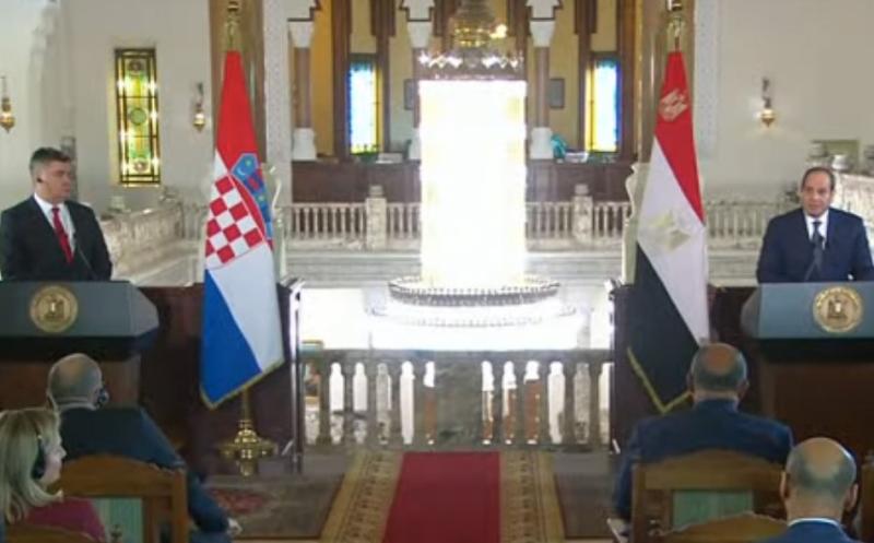 المؤتمر الصحفى المشترك بين الرئيس السيسي وزوران ميلانوفيتش رئيس دولة كرواتيا