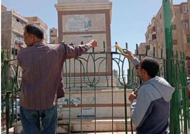 ترميم سور تمثال عميد الأدب العربي في المنيا