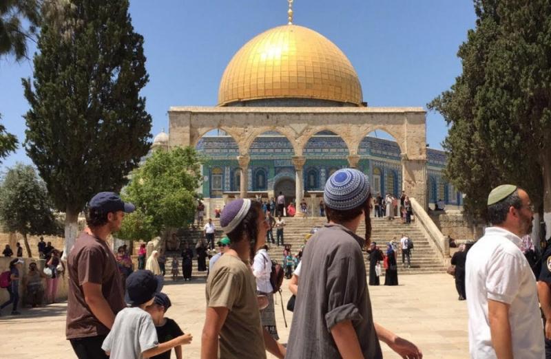 مستوطنون إسرائيليون يقتحمون المسجد الأقصى والحكومة الإسرائيلية اعتقلت ٤ من الشباب الفلسطيى