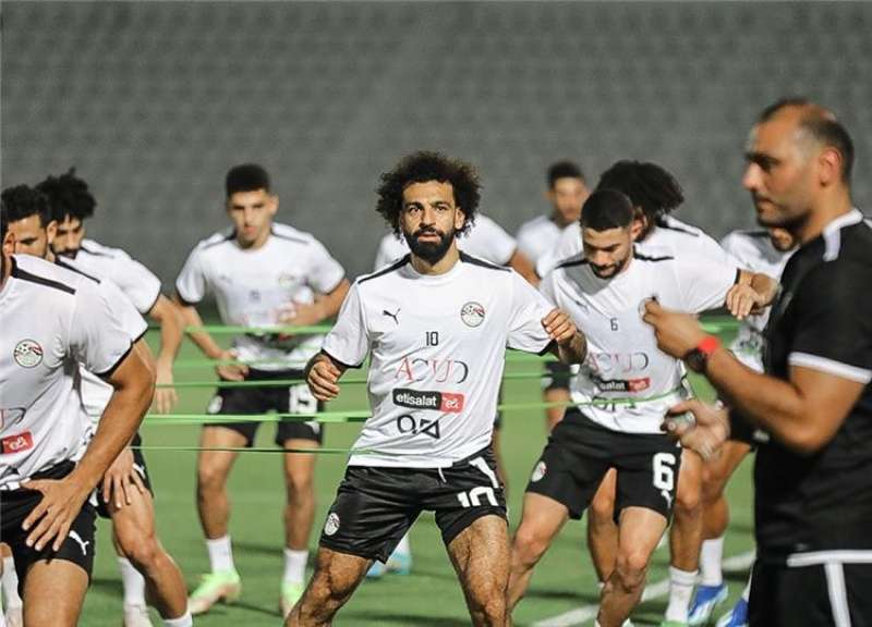 محمد صلاح في مران منتخب مصر