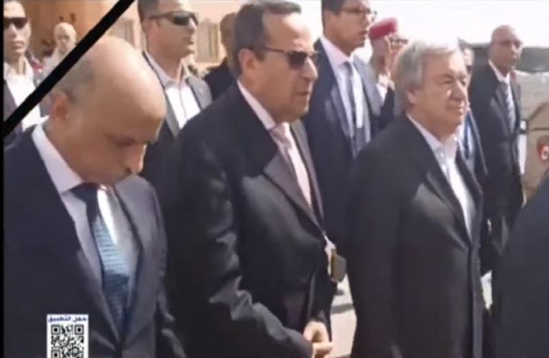 الأمين العام للأمم المتحدة يغادر مطار العريش متوجها إلى معبر رفح