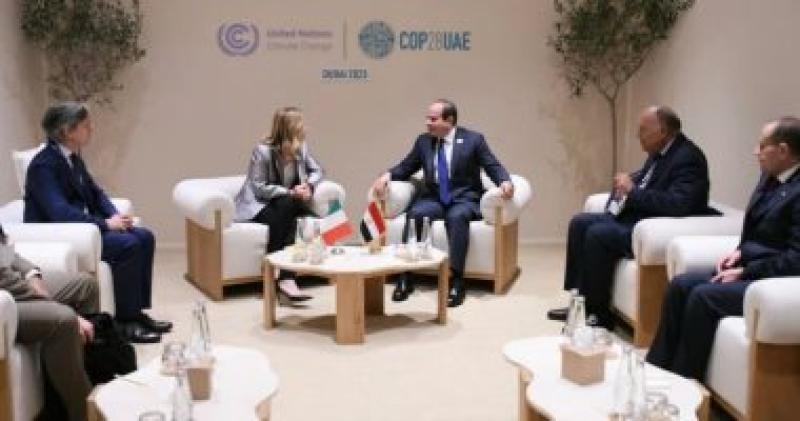 الرئيس السيسى يلتقى رئيسة وزراء إيطاليا..و”ميلونى” تشكر مصر لدورها فى دفع جهود السلام