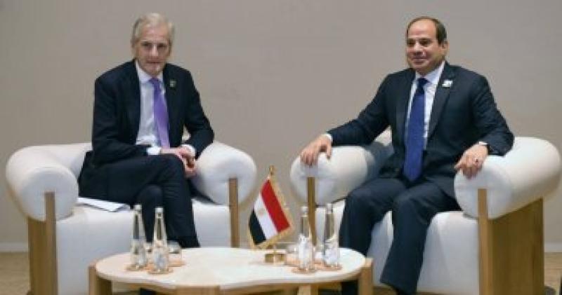 الرئيس السيسى لرئيس وزراء النرويج: مصر مستمرة فى مساعيها للتهدئة بغزة