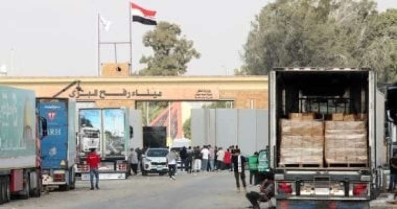 دخول 328 شاحنة مساعدات غذائية إلى قطاع غزة عبر منفذى رفح وكرم أبو سالم