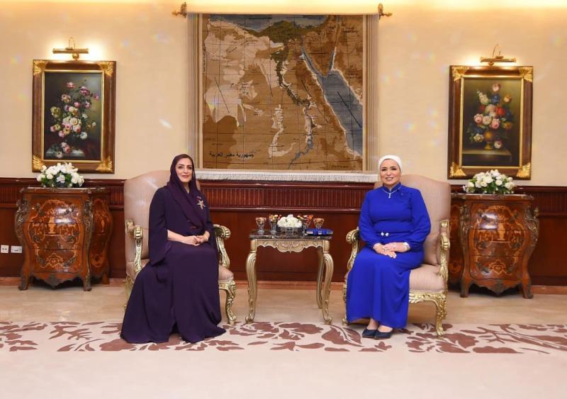 لقاء السيدة انتصار السيسي مع سيدة عمان الأولى