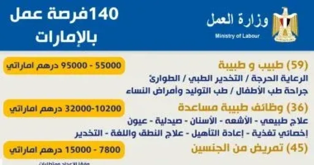 فرص عمل بالإمارات بمرتبات تصل إلى 1.3 مليون جنيه.. تعرف على طريقة التقديم