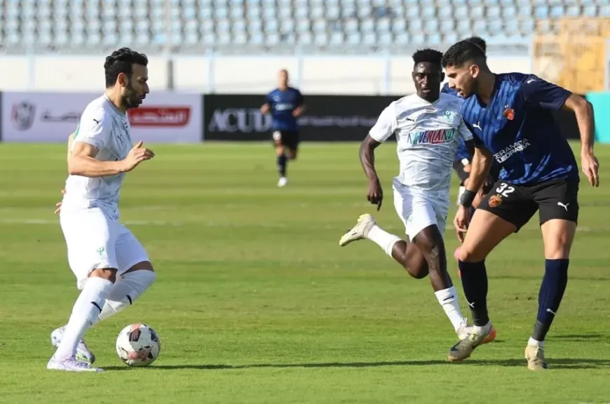 سيراميكا يتفوق على المصري بهدفين نظيفين في الشوط الأول