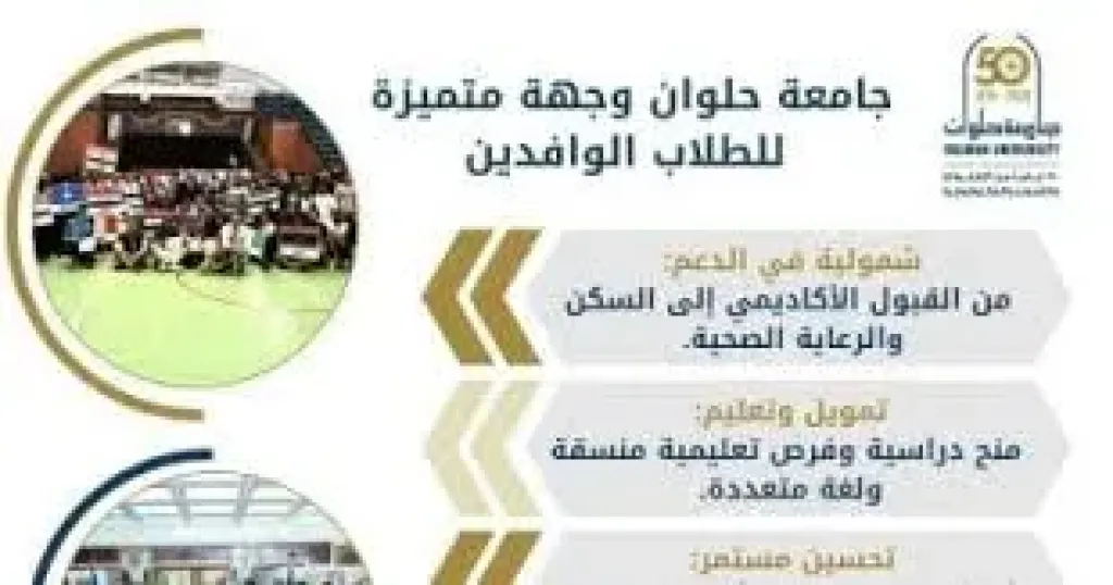 جامعة حلوان تطلق برنامج المنح الدراسية للطلاب الوافدين ”بكالوريوس ودراسات عليا”