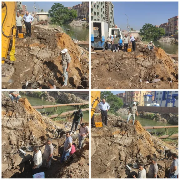 رئيس مركزأبوحماديتابع إصلاح ماسورة مياه الشرب بالشرقية