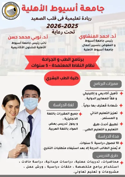 برنامج ”الطب والجراحة” بنظام الخمس سنوات بكلية الطب البشري – جامعة أسيوط