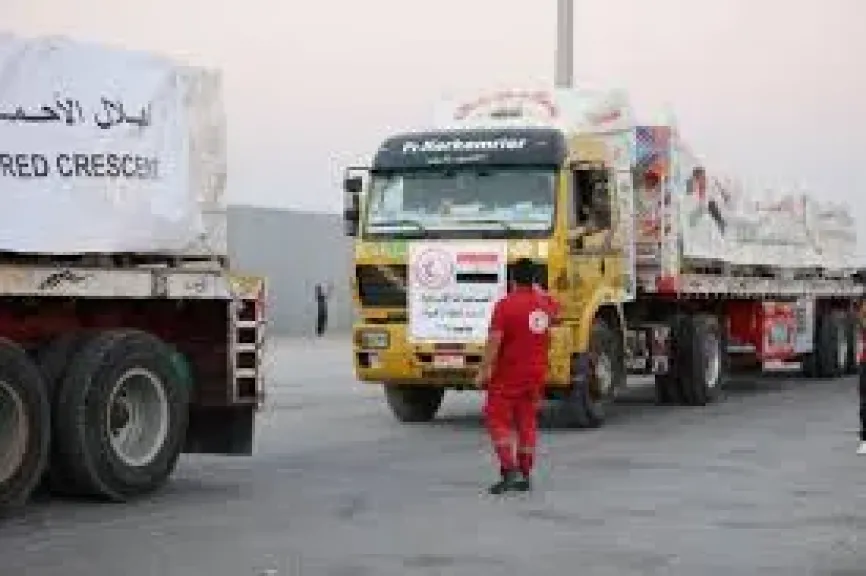 الهلال الأحمر المصرى: استمرار قوافل المساعدات ”زاد العزة” لغزة لليوم السادس
