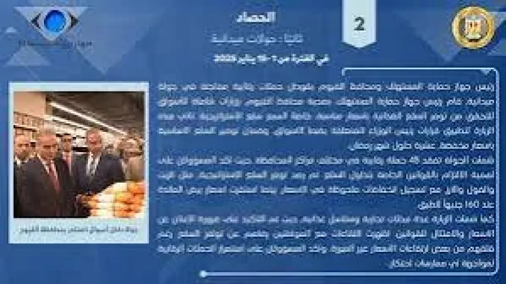 أبرز مجهودات وانجازات جهاز حماية المستهلك،خلال شهر يوليو》