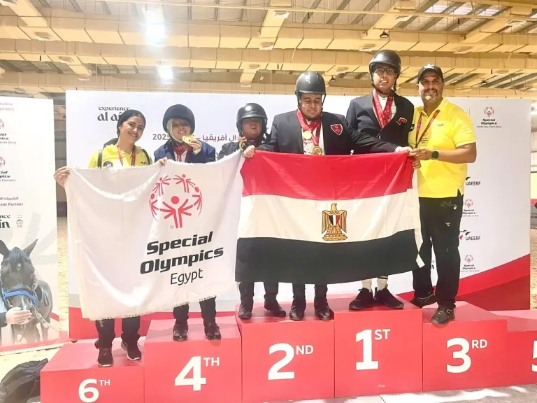 8 ميداليات حصاد بعثة الأولمبياد الخاص المصري للفروسية بإقليمية العين 2025