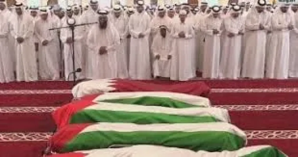 تشييع شهداء العملية الإسرائيلية الفاشلة فى الدوحة بحضور أمير قطر