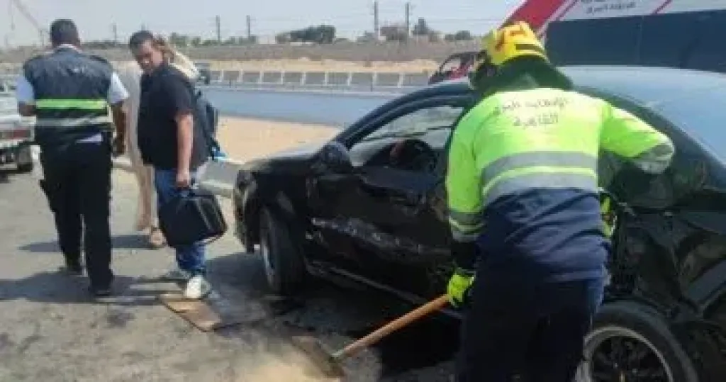 حادث تصادم أعلى طريق الإسماعيلية الصحراوى