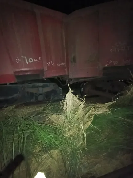 حادث خروج عربات قطار بضائع بنى سويف بدون إصابات