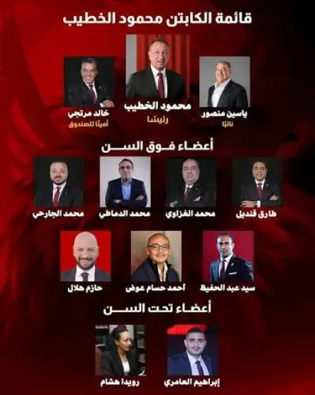 محمود الخطيب يعلن قائمته لخوض انتخابات الأهلي.. ياسين منصور نائبا