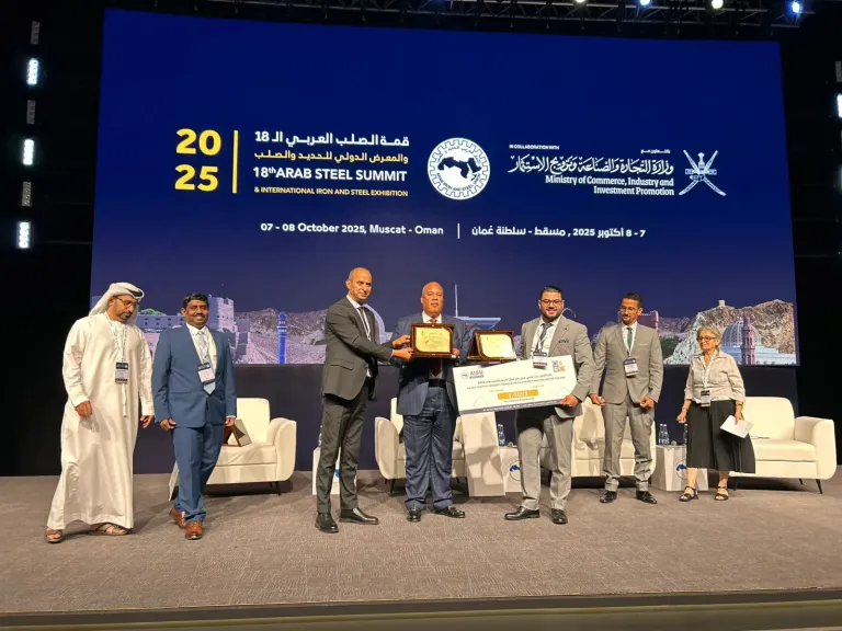 حديد العشري تحصد المركز الأول في جائزة أفضل بحث علمي في مجال الابتكارات والتنمية المستدامة بصناعة الصلب عربياً