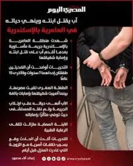 أب يقتل طفلته ويصيب شقيقها بأطفيح بسبب تبولها اللاإرادي