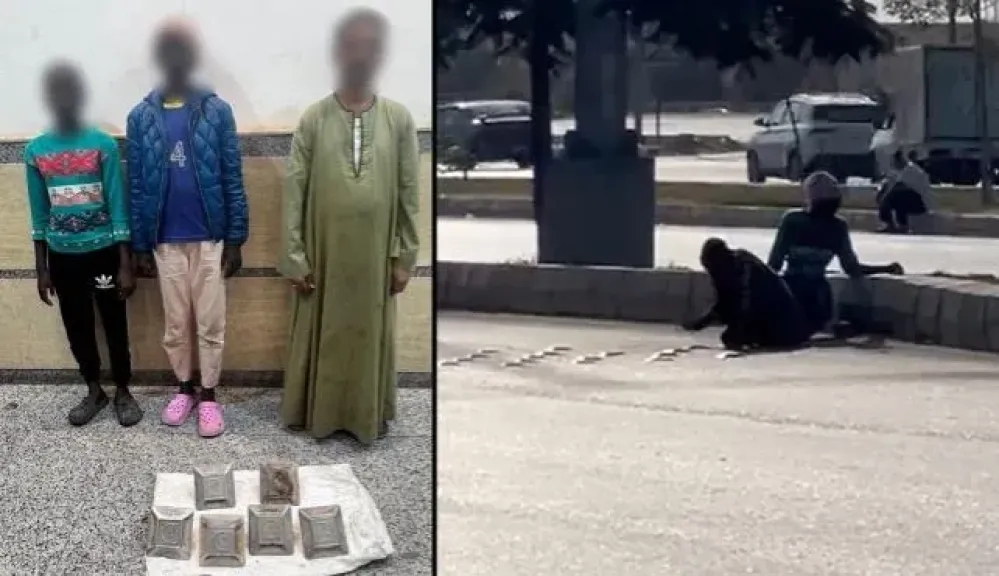 فيديو يثير الجدل.. طفلتان تسرقان العواكس الحديدية من طريق الواحات بالجيزة