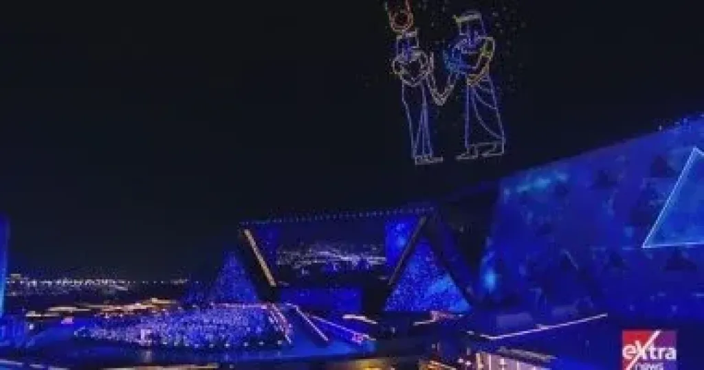 ملوك الفراعنة يزينون سماء حفل افتتاح المتحف المصرى الكبير بتقنية الهولوجرام