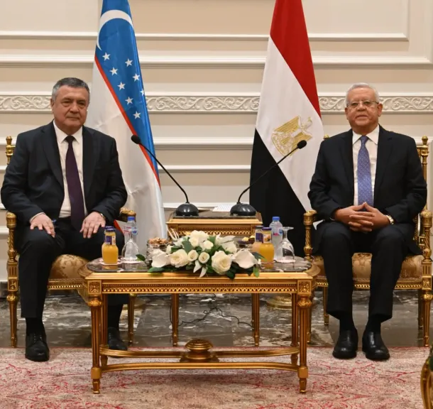 المستشار الدكتور حنفي جبالي رئيس مجلس النواب يستقبل رئيس المجلس التشريعي لبرلمان أوزبكستان