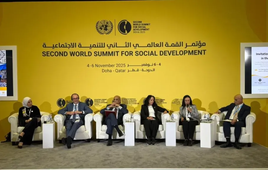 وزيرة التضامن تشارك في فعالية تحت عنوان ”فلسطين والحماية الاجتماعية” بالدوحة