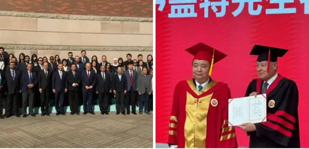 رئيس الأكاديمية  يحضر مراسم تكريم الأمين العام للجامعة العربية في جامعة فودان الصينية