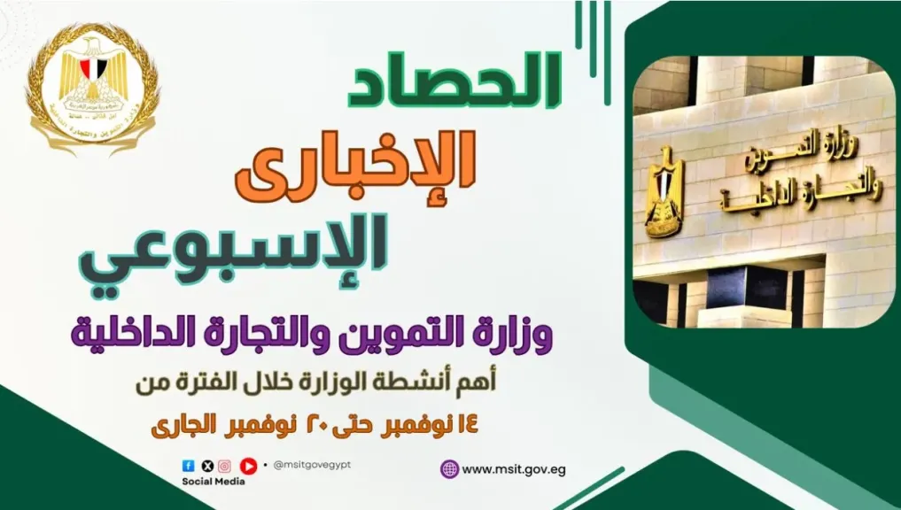 إنفوجراف| انشطة وانجازات وزارة التموين خلال الفترة من ١٤ إلى ٢٠ نوفمبر