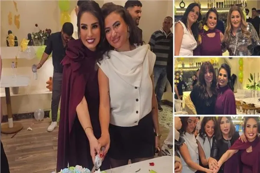 نرمين الفقي ونهال عنبر والمشاهير يحتفلون بعيد ميلاد أمل رزق وابنتها