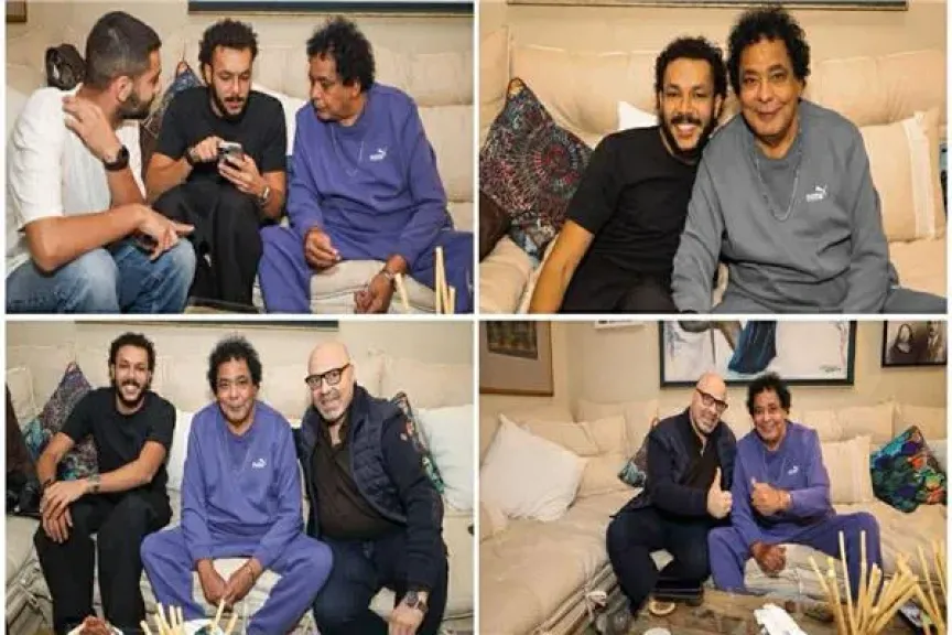 محمد منير وويجز يحتفلون بإطلاق ديو كلام فرسان في منزل الكينج