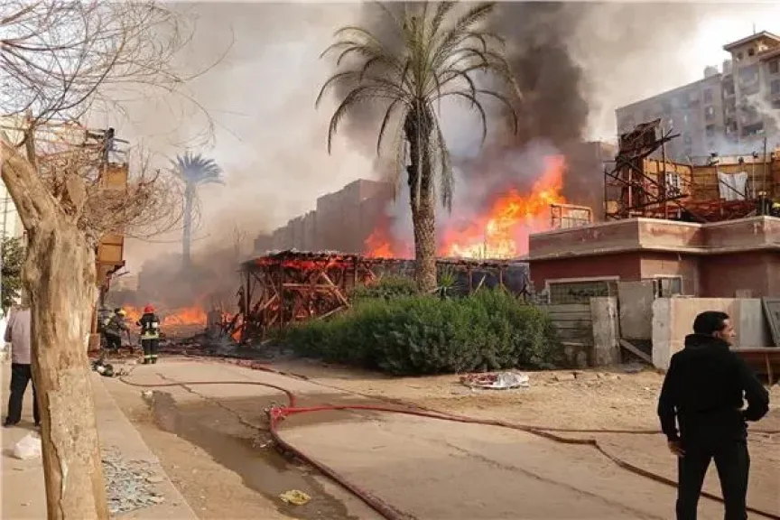 الحماية المدنية تسيطر على حريق لوكيشن تصوير بأستوديو مصر دون إصابات