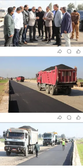 بتكلفة ٢٠ مليون جنيه محافظ الشرقية يتفقد ألاعمال بطريق بنى هلال للطريق الدائري بمنيا القمح