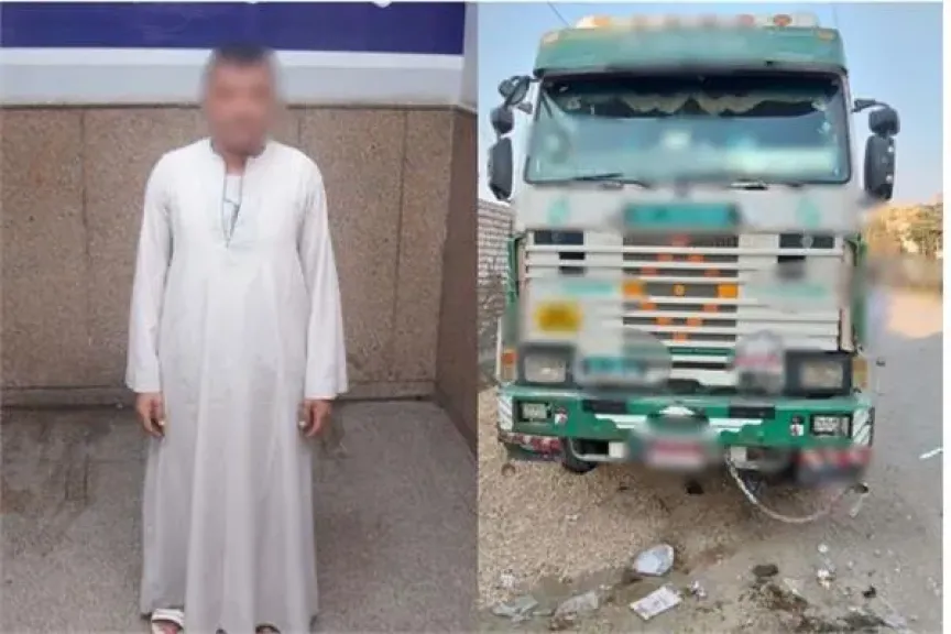 ضبط قائد سيارة نقل وضع كشاف عالي الإضاءة متسبباً في حجب الرؤية بالطريق