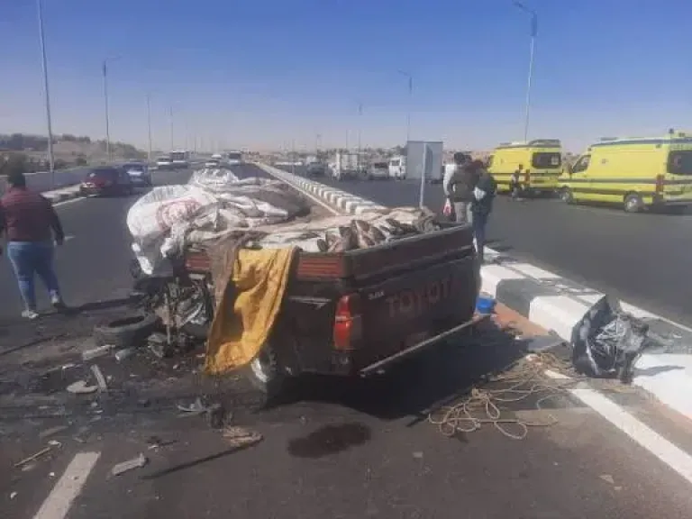 سقوط حمولة سيارة نقل على 3 أشخاص بالبساتين وإصابتهم