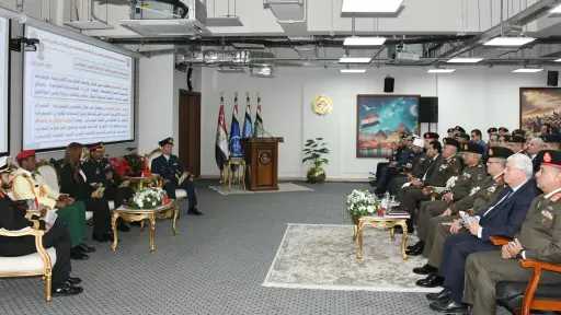 وزير الدفاع يشهد مناقشة البحث الرئيسى للأكاديمية العسكرية للدراسات العليا والإستراتيجية.. صور