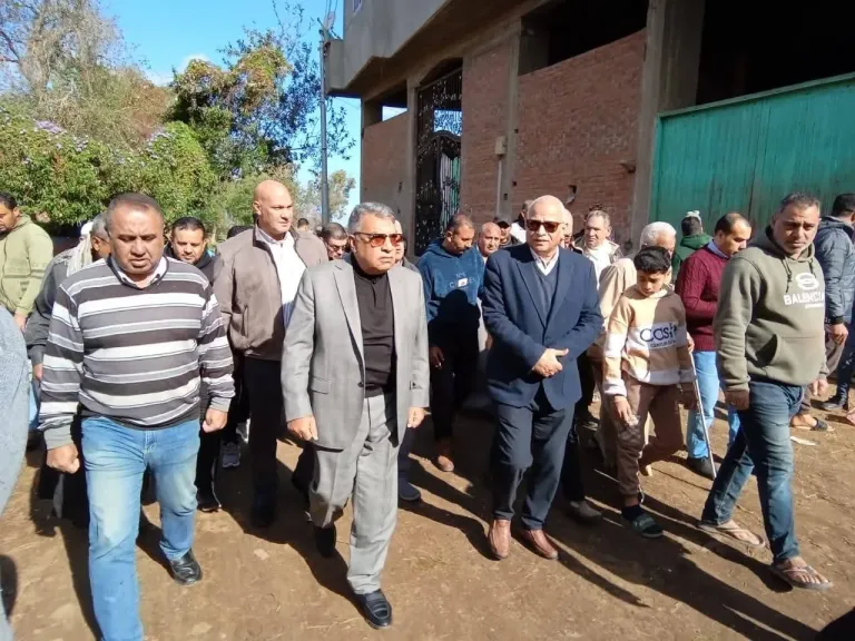 محافظ الدقهلية  يتفقد بعض شوارع قرية دنجواي بشأن مشكلة الصرف الصحي