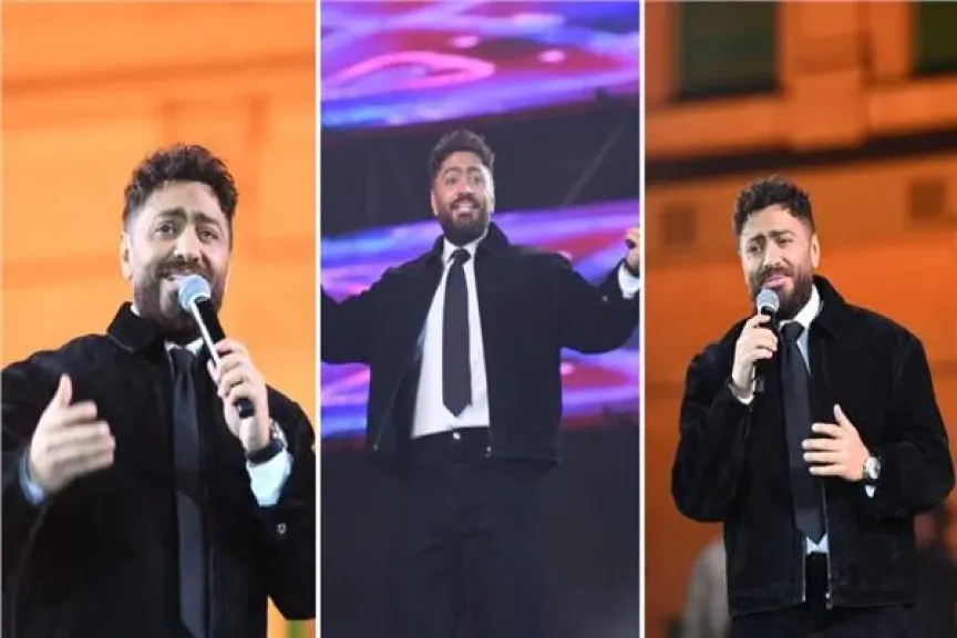 الجمهور استقبله بالورود.. تامر حسني يغني للعندليب في أول حفل بعد أزمته الصحية