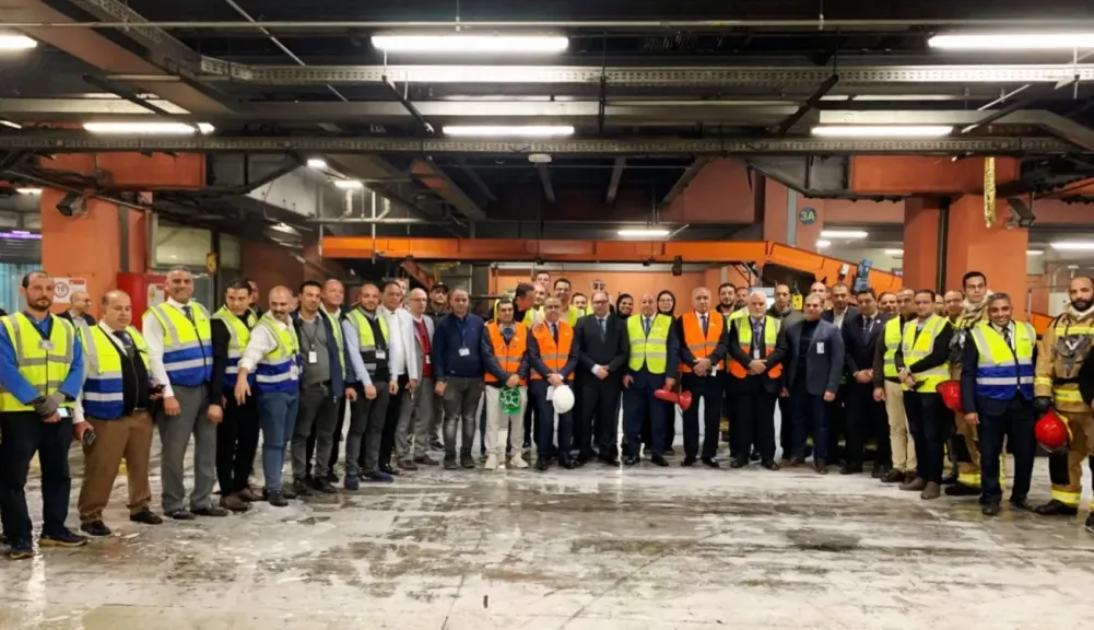 تجربة طوارئ بمنطقة مناولة الأمتعة (BHS) في مبنى الركاب رقم (3) بمطار القاهرة الدولي