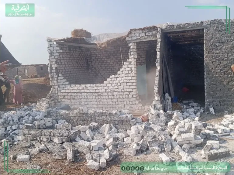 محافظ الشرقية:ازالة 8حالات تعدى على الاراضى الزؤلاعية واملاك الدولة