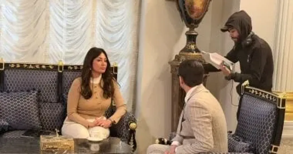 نيرمين الفقى زوجة خالد الصاوى فى مسلسل أولاد الراعى