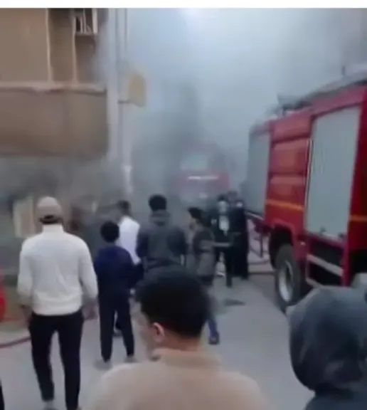 حريق مخزن المواد الغذائية في حي السادات