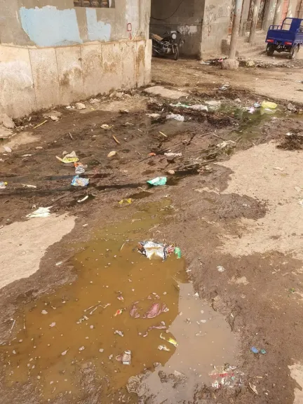 استغاثة من قرية بني هاشم ببني سويف.. طفح الصرف الصحي يشل الحركة ويهدد المنازل